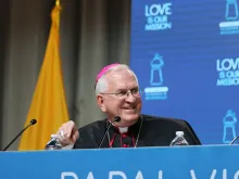 Archbishop Joseph Kurtz of Louisville speaks at a press conference in Philadelphia, Sept. 26, 2015. 