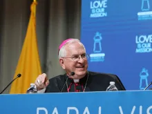 Archbishop Joseph Kurtz speaks at a press conference in Philadelphia during Pope Francis' vist on September 26, 2015. 