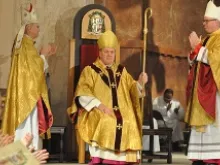 Archbishop Joseph W. Tobin is seated in his cathedra during his installation Mass on Dec. 3, 2012. 