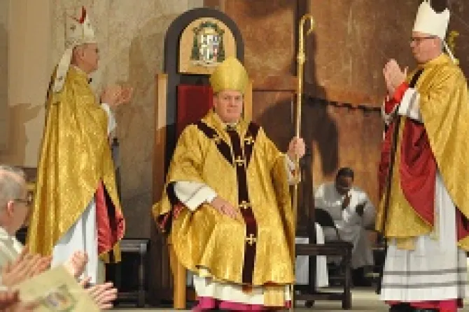 Archbishop Joseph W Tobin is seated in his cathedra during his installation Mass Dec 3 2012 Credit Archdiocese of Indianapolis EWTN US Catholic News 12 3 12