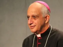 Archbishop Rino Fisichella at the Vatican Press Office on July 5, 2013. 