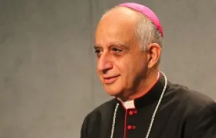 Archbishop Rino Fisichella at the Vatican Press Office on July 5, 2013.   Lauren Carter/CNA.