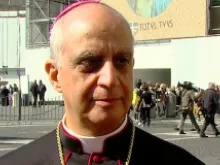 Archbishop Rino Fisichella discusses Pope Benedict's last audience on Feb. 27, 2013. 