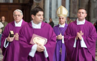 Archbishop Rino Fisichella presides at the memorial Mass for Mother Angelica, Vatican City, March 27, 2017.   Daniel Ibanez/CNA.