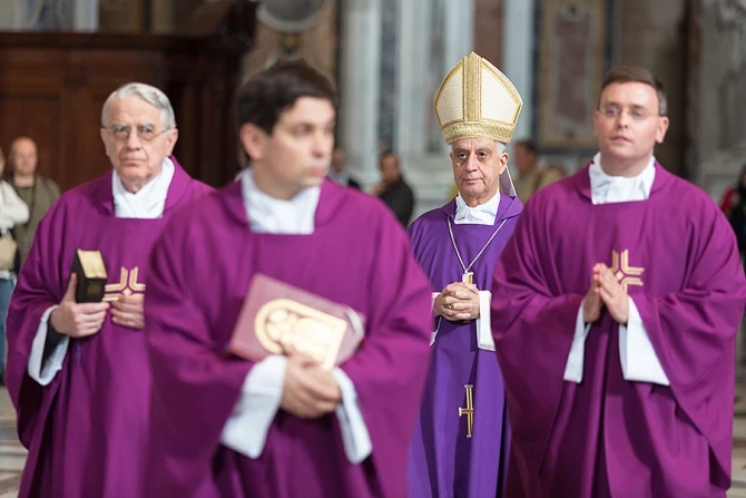 Archbishop Rino Fisichella presides at the memorial Mass for Mother Angelica Vatican City March 27 2017 Credit Daniel Ibanez CNA