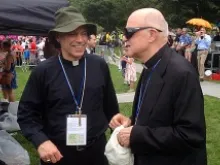 Archbishop Salvatore Cordileone speaks with Archbishop Carlo Vigano at the March for Marriage in Washington, D.C., June 19, 2014. 