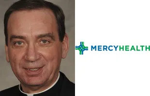 Archbishop Dennis Schnurr- CNA file photo. Mercy Health logo- public domain. 