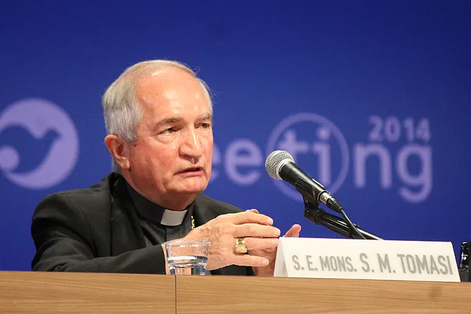 Archbishop Silvano Tomasi Permanent Observer of the Holy See to the UN in Geneva speaks at the Rimini Meeting Aug 25 2014 Credit Joaqu n Peiro P rez 5 CNA 9 2 14