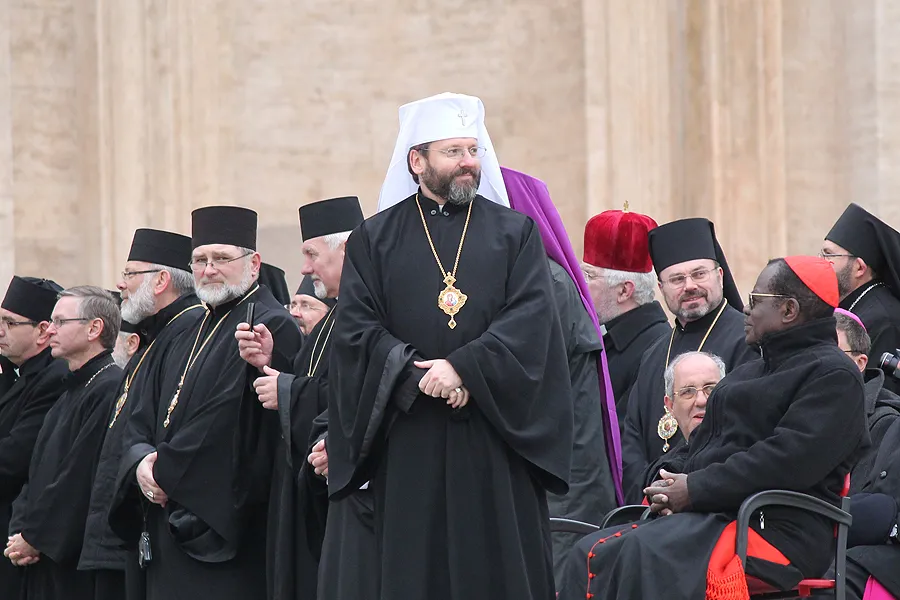 Major Archbishop Sviatoslav Shevchuk and other Eastern Catholic bishops gathered at St. Peter's Square, Nov. 27, 2013. ?w=200&h=150