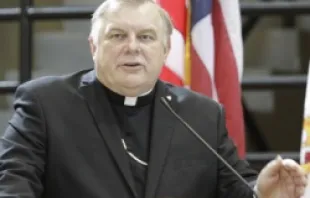 Archbishop Thomas Wenski speaks at the Jan. 12, 2012 press conference on the upcoming visit to Cuba. Courtesy of the Archdiocese of Miami 