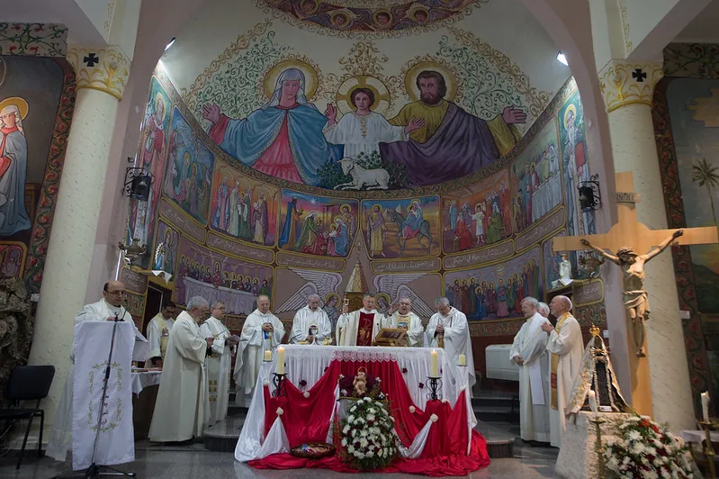 Archbishop Timothy Broglio of the US Military Archdiocese says Mass at the Holy Family Latin Parish in Gaza with the Holy Land Coordination, Jan. 12, 2020. ?w=200&h=150