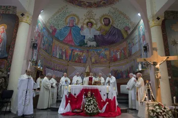 Archbishop Timothy Broglio of the US Military Archdiocese says Mass at the Holy Family Latin Parish in Gaza with the Holy Land Coordination Jan 12 2020 Credit Mazur cbcewo