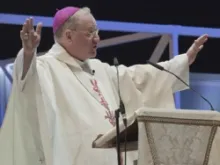Cardinal Timothy Dolan delivers a homily at the 2011 World Youth Day in Madrid.