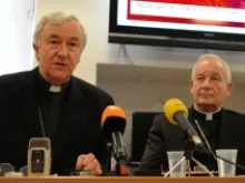 Archbishop Vincent Nichols of Westminster and Archbishop Peter Smith of Southwark at a press conference November 19, 2010. 