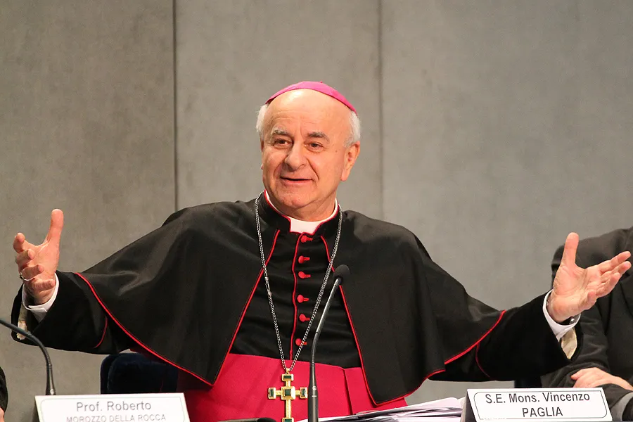 Archbishop Vincenzo Paglia, now President of the Pontifical Academy for Life, speaks at the Holy See press office, Feb. 4, 2015. ?w=200&h=150