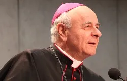 Archbishop Vincenzo Paglia, President of the Pontifical Council for the Family, speaks at the Vatican Press Office, March 25, 2014. ?w=200&h=150