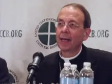 Archbishop William Lori at a Nov. 12, 2012 press conference for the USCCB Fall General Assembly. 