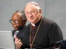 Archbishop Zygmunt Zimowski appears at a Nov. 2012 Vatican press conference. 