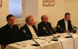 Archbishops Anton Stres (left in white) and Marjan Turnsek (right in white) appear July 31, 2013 to announce their resignations. ?w=200&h=150