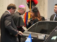 Argentine president Cristina Fernandez de Kirchner arrives at the Vatican for her audience with Pope Francis, June 7, 2015. 