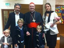 Artist David Lopez Ribes with his family at the Vatican as he recieves his award. 