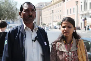 Ashiq Mesih and Eisham Ashiq husband and daughter of Asia Bibi 2 after the Wednesday General Audience in St Peters Square on April 15 2015 Credit Bohumil Petrik CNA 4 15 15