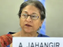 Asma Jahangir addresses during the ECOSOC High-Level Segment. 