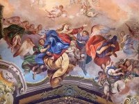 Assumption of the Virgin Mary, fresco painting in San Petronio Basilica in Bologna, Italy.