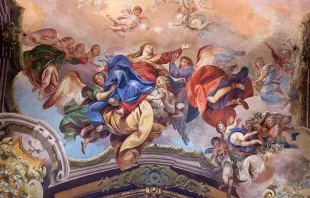 Assumption of the Virgin Mary, fresco painting in San Petronio Basilica in Bologna, Italy. Zvonimir Atletic / Shutterstock.