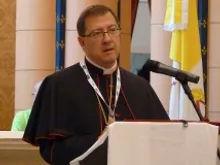 Auxiliary Bishop John Sherrington of Westminster gives the morning catechesis for WYD pilgrims July 24, 2013. 