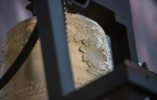The St. Francis Xavier bell hangs in Sarajevo's Kosevo Stadium following a Mass said by Pope Francis, June 6, 2015.   Andreas Duren/CNA.