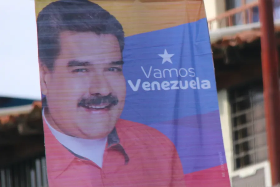 A banner promoting president Nicolas Maduro in Venezuela, April 2018. ?w=200&h=150