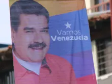 A banner promoting president Nicolas Maduro in Venezuela, April 2018. 