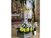 The font where St. John Paul II was baptized in Wadowice, Poland. Courtesy of the Press Office of the Polish Bishops’ Conference