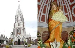 Basilica of St Mary in Bangalore (L) and a statue of the Virgin Mary inside the basilica traditionally dressed in an Indian Sari. ?w=200&h=150