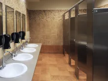 Bathroom stalls. 