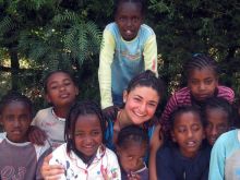 Manrique with local children in Ethiopia. 