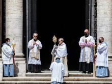 Benediction at the Basilica of St. Mary Major in Rome May 7, 2020. 