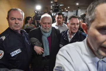 Bernard Preynat a former priest accused of sexual assault leaves the Lyon courthouse Jan 13 2020 Credit Philippe Desmezes AFP via Getty Images