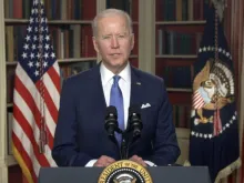 President Biden addresses the 2021 National Prayer Breakfast .  Credit: National Prayer Breakfast