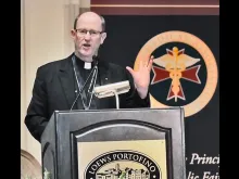 Bishop James Conley of Lincoln spoke to the Catholic Medical Association's educational conference in Orlando, Sept. 28, 2014. 
