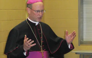 Bishop James D. Conley speaks at the Harvard Catholic Center on September 16, 2012. Courtesy of Fr. Michael E. Drea. 