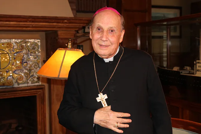 Bishop Javier Echevarria prelate of Opus Dei speaks with CNA in Rome Sept 19 2014 Credit Bohumil Petrik CNA CNA 9 19 14