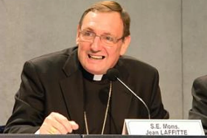 Bishop Jean Laffitte at Fridays press conference at the Holy Sees Press Office