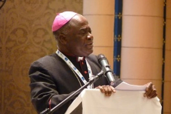 Bishop John Ebebe Ayah of Ogaja Nigeria gives a catechesis session at the 28th World Youth Day on July 26 2013 Credit Michelle Bauman CNA CNA 7 26 13