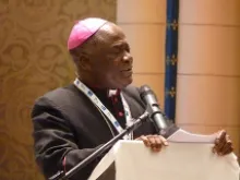 Bishop John Ebebe Ayah of Ogaja, Nigeria gives a catechesis session at the 28th World Youth Day on July 26, 2013. 