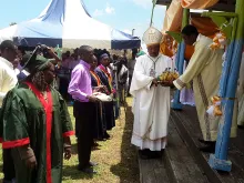 Bishop Joseph Mbatia of Nyahururu says Mass at the graduation ceremony for nursing graduates in Nairobi, Aug. 14, 2015. 