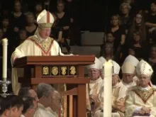 Bishop Kevin W. Vann gives the homily during his installation Mass as the fourth bishop of Orange, Calif. 