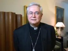 Bishop Mario Toso, Secretary of the Pontifical Council for Justice and Peace, speaks to CNA during a Dec. 14, 2012 interview. 