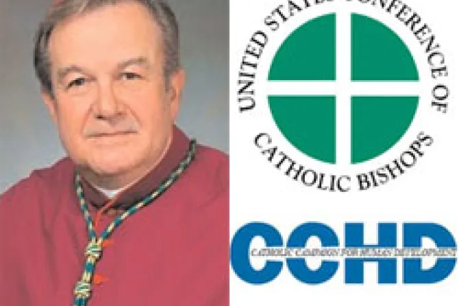 Bishop Roger Morin USCCB Logo CCHD Logo CNA US Catholic News 10 25 10